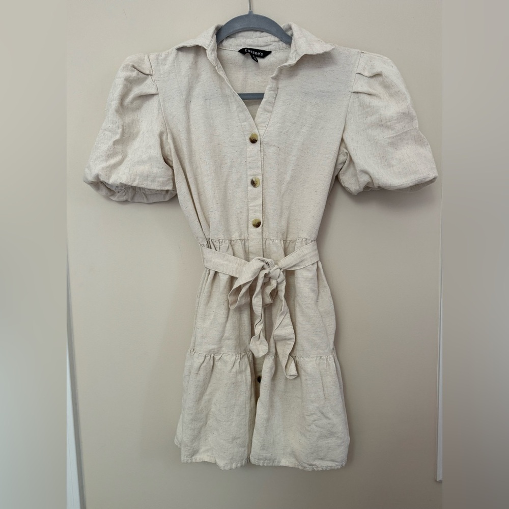 Cassee’s Tan Bubble Sleeve Dress